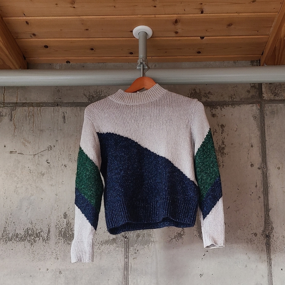 Banana Republic Blue and Green Colorblock Sparkle Sweater